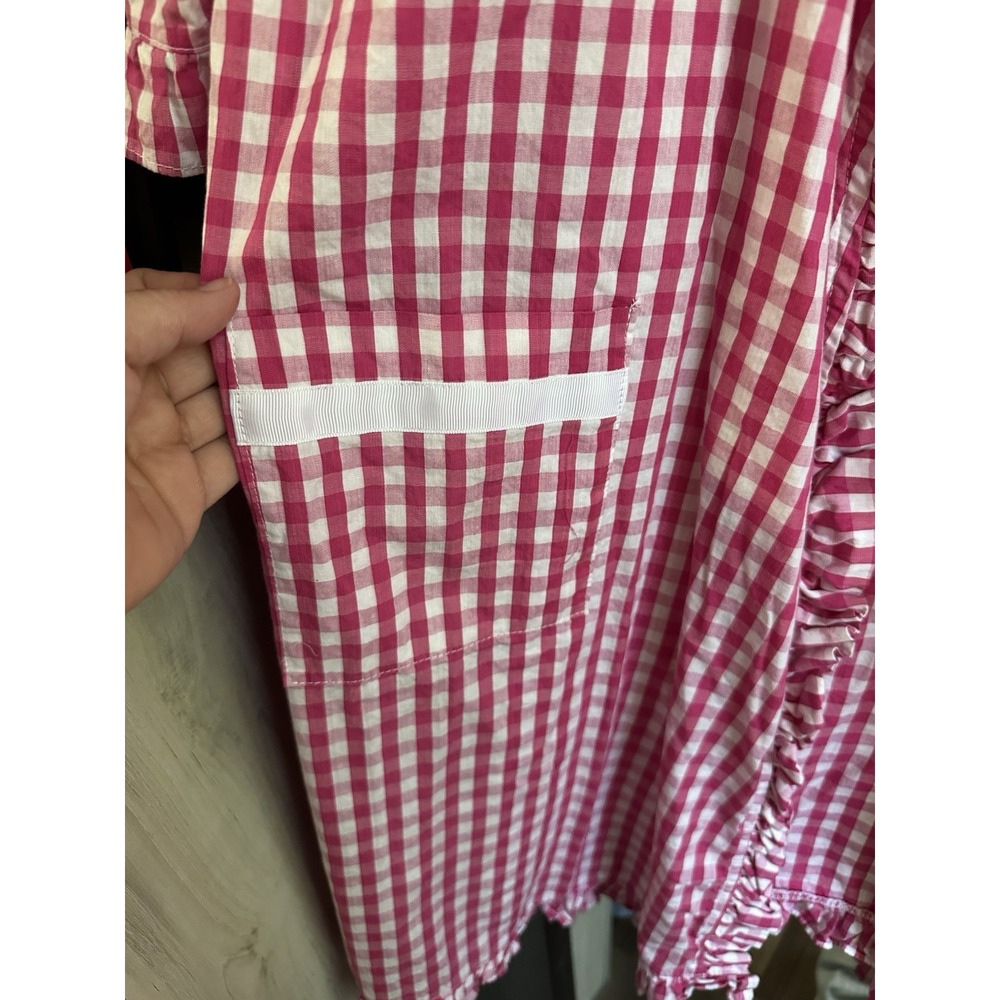MSC Pink Gingham Ruffle Robe S/M Lightweight Cottagecore Missing The Belt - Picture 4 of 7